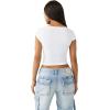 True Religion Women’s Crystal HS Cut Out Rib SS Top – Soft Rib Knit, Cutout Accent, Premium Stretch Comfort(Optic White)
