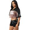 True Religion Women’s Crystal Leopard Jersey Top(Black Multi)