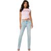True Religion Women’s Crystal Side Ruch Short Sleeve Baby Top – Cropped Ruched Tee(Cherry Blossom)
