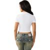 True Religion Women’s Crystal Snake Short Sleeve Baby Tee – Crystal Graphic, Slightly Cropped Fit(Optic White)