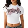 True Religion Women’s Crystal Snake Short Sleeve Baby Tee – Crystal Graphic, Slightly Cropped Fit(Optic White)