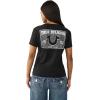 True Religion Women’s Crystal Sporty V-Neck Tee – Short Sleeve Cotton Blend T-Shirt with Rhinestone Logo Design(Jet Black)