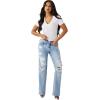 True Religion Women’s Crystal Sporty V-Neck Tee – Short Sleeve Cotton Blend T-Shirt with Rhinestone Logo Design(Optic White)