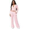 True Religion Women’s Crystal Straight Leg Sweat Pant – Soft Velour, High-Rise Fit, Rhinestone Logo Details(Fairytale)