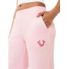 True Religion Women’s Crystal Straight Leg Sweat Pant – Soft Velour, High-Rise Fit, Rhinestone Logo Details(Fairytale)