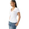 True Religion Women’s Crystal V Neck Logo Tee – Rhinestone Logo, Short Sleeves(Optic White)