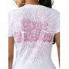 True Religion Women’s Crystal V Neck Logo Tee – Rhinestone Logo, Short Sleeves(Optic White)