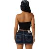 True Religion Women’s Crystal Wing Ribbed Tube Top – Stretch Rib Knit, Strapless Fit, Crystal Wing Design(Jet Black)
