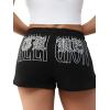 True Religion Women’s Embroidered Horseshoe Sweat Short – Drawstring Waist, Slanted Pockets, Horseshoe Logo(Jet Black)