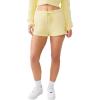 True Religion Women’s Embroidered Horseshoe Sweat Short – Drawstring Waist, Slanted Pockets, Horseshoe Logo(Lemon Meringue)
