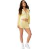 True Religion Women’s Embroidered Horseshoe Sweat Short – Drawstring Waist, Slanted Pockets, Horseshoe Logo(Lemon Meringue)