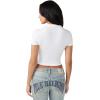 True Religion Women’s Heritage Logo Baby Tee – Cropped Fit, Crew Neck, Faded World Tour Buddha Logo(Optic White)