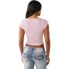 True Religion Women’s Lace Up Cap Sleeves Rib Top(Fairytale)