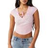 True Religion Women’s Lace Up Cap Sleeves Rib Top(Fairytale)