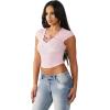 True Religion Women’s Lace Up Cap Sleeves Rib Top(Fairytale)