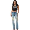 True Religion Women’s Lace Up Cap Sleeves Rib Top(Jet Black)