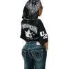 True Religion Women’s Mesh Jersey Tee – Breathable Mesh, Cropped Fit, Satin Logos