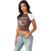 True Religion Women’s Raglan Baby Tee – Slim Fit Stretch Cotton Crewneck, Contrast Sleeves, Horseshoe Graphic T-Shirt(Drk Brwn/ Winter White)