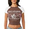 True Religion Women’s Raglan Baby Tee – Slim Fit Stretch Cotton Crewneck, Contrast Sleeves, Horseshoe Graphic T-Shirt(Drk Brwn/ Winter White)