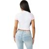 True Religion Women’s Raglan Baby Tee – Slim Fit Stretch Cotton Crewneck, Contrast Sleeves, Horseshoe Graphic T-Shirt(White/Baby Pink)