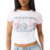 True Religion Women’s Raglan Baby Tee – Slim Fit Stretch Cotton Crewneck, Contrast Sleeves, Horseshoe Graphic T-Shirt(White/Baby Pink)