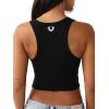 True Religion Women’s Ribbed Buddha Overall Tank – Ribbed Knit, Crew Neck, Racerback Design(Jet Black)