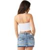 True Religion Women’s Ruched Rib Bandeau Top – Ribbed Fabric, Non-Slip Grip(White)