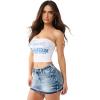 True Religion Women’s Ruched Rib Bandeau Top – Ribbed Fabric, Non-Slip Grip(White)