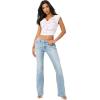 True Religion Women’s V Notch Rib Tee – Cropped Ribbed Top, V-Notch Neckline(Optic White)