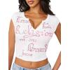 True Religion Women’s V Notch Rib Tee – Cropped Ribbed Top, V-Notch Neckline(Optic White)