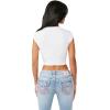True Religion Women’s V Notch Rib Tee – Cropped Ribbed Top, V-Notch Neckline(Optic White)