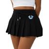 True Religion Women’s Vintage Pleated Mini Skirt – Mid-Rise Waist, Raw-Cut Hem, Pleated Detailing – Jet Black, Small