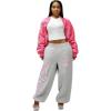 True Religion Women’s Crystal Baggy Jogger – Baggy Fit, Crystal Script Logo, Drawstring Waistband(Heather Grey)