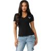 True Religion Women’s Crystal Buddha V Tee – Slim Fit V-Neck, Rhinestone Logo, Soft 100% Cotton Short Sleeve Top(Jet Black)