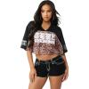 True Religion Women’s Crystal Leopard Jersey Top(Black Multi)
