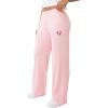 True Religion Women’s Crystal Straight Leg Sweat Pant – Soft Velour, High-Rise Fit, Rhinestone Logo Details(Fairytale)