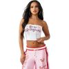 True Religion Women’s Crystal Wing Ribbed Tube Top – Stretch Rib Knit, Strapless Fit, Crystal Wing Design(Optic White)