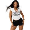 True Religion Women’s Lace Up Cap Sleeves Rib Top(Optic White)