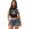 True Religion Women’s Raglan Baby Tee – Slim Fit Stretch Cotton Crewneck, Contrast Sleeves, Horseshoe Graphic T-Shirt(Black / White)