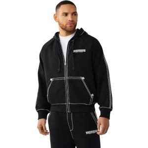 True Religion Men’s Super T Boxy Zip Up(Jet Black)