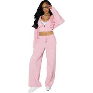 True Religion Women’s Branded Applique Wide Leg Pant – Cozy Cotton Blend Lounge Sweatpants(Fairytale)