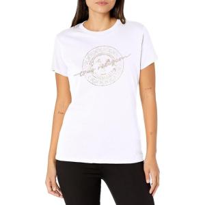 True Religion Womens Crystal Buddha Slim Crew Tee(Optic White)
