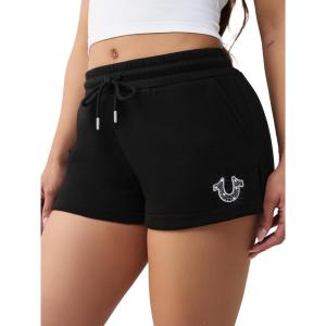 True Religion Women’s Embroidered Lounge Shorts(Jet Black)