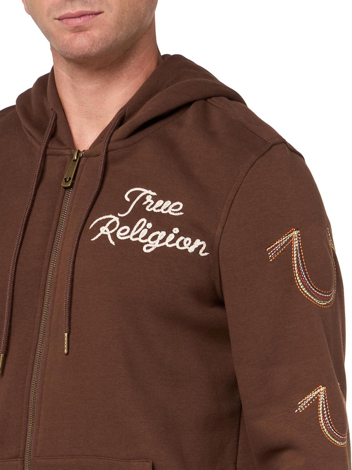 imageTrue Religion Mens Rainbow Embro Zip Up HoodieChestnut