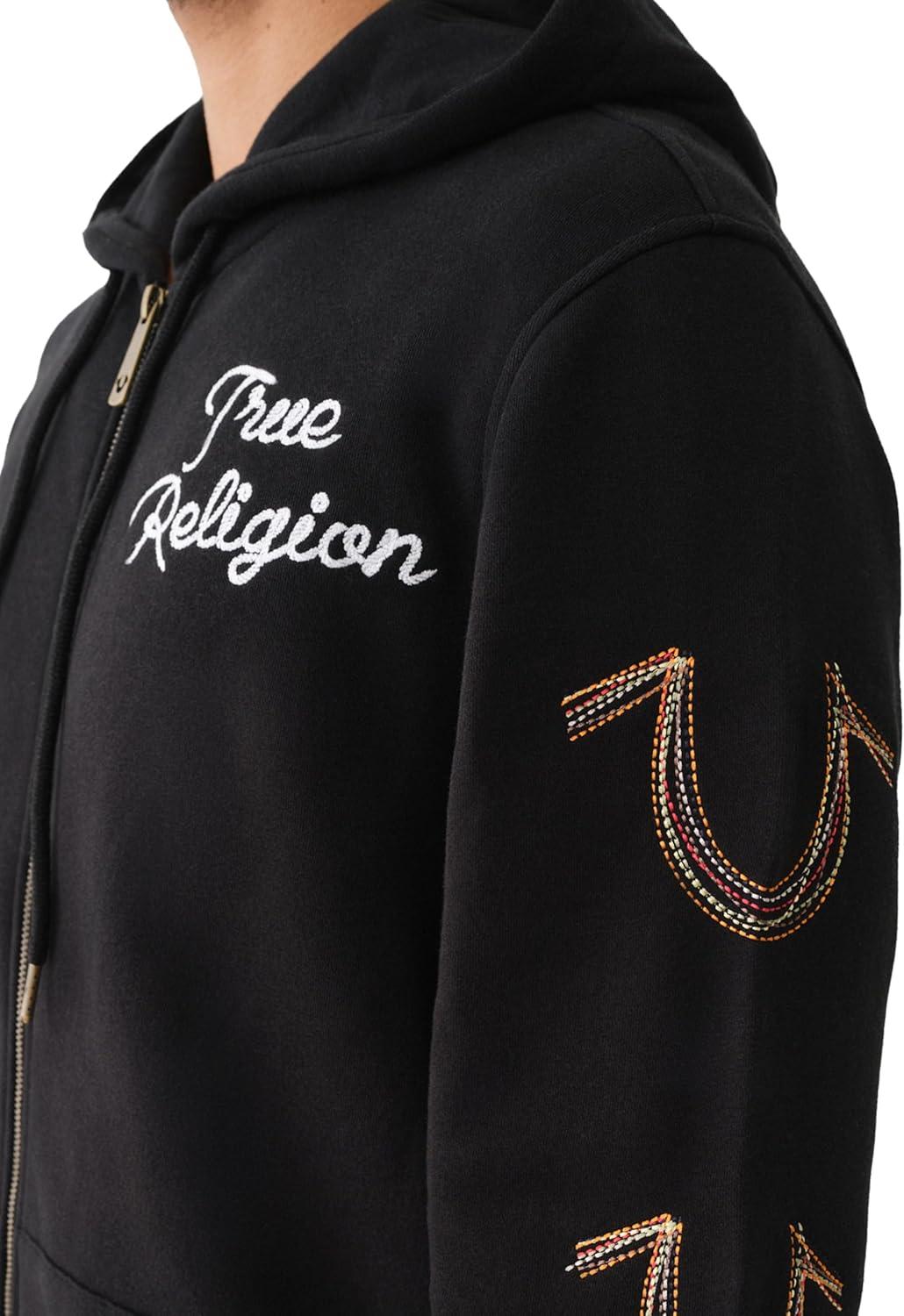imageTrue Religion Mens Rainbow Embro Zip Up HoodieJet Black