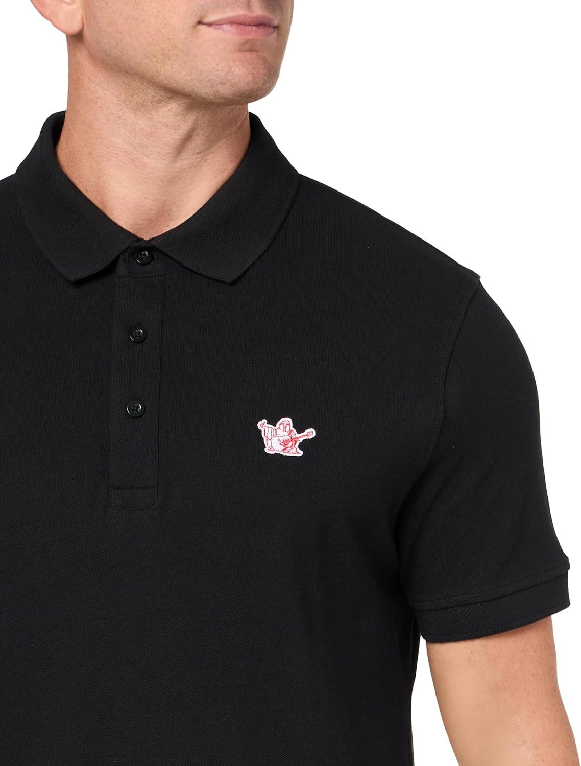 imageTrue Religion Mens Relaxed Buddha Patch PoloJet Black