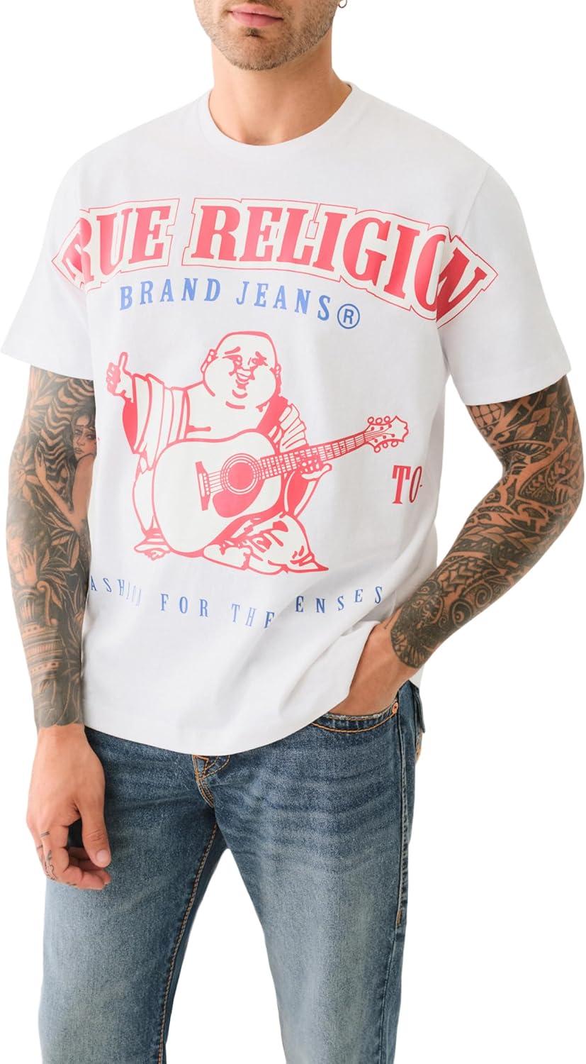 imageTrue Religion Mens Relxed Exaggerated Icon TeeOptic White