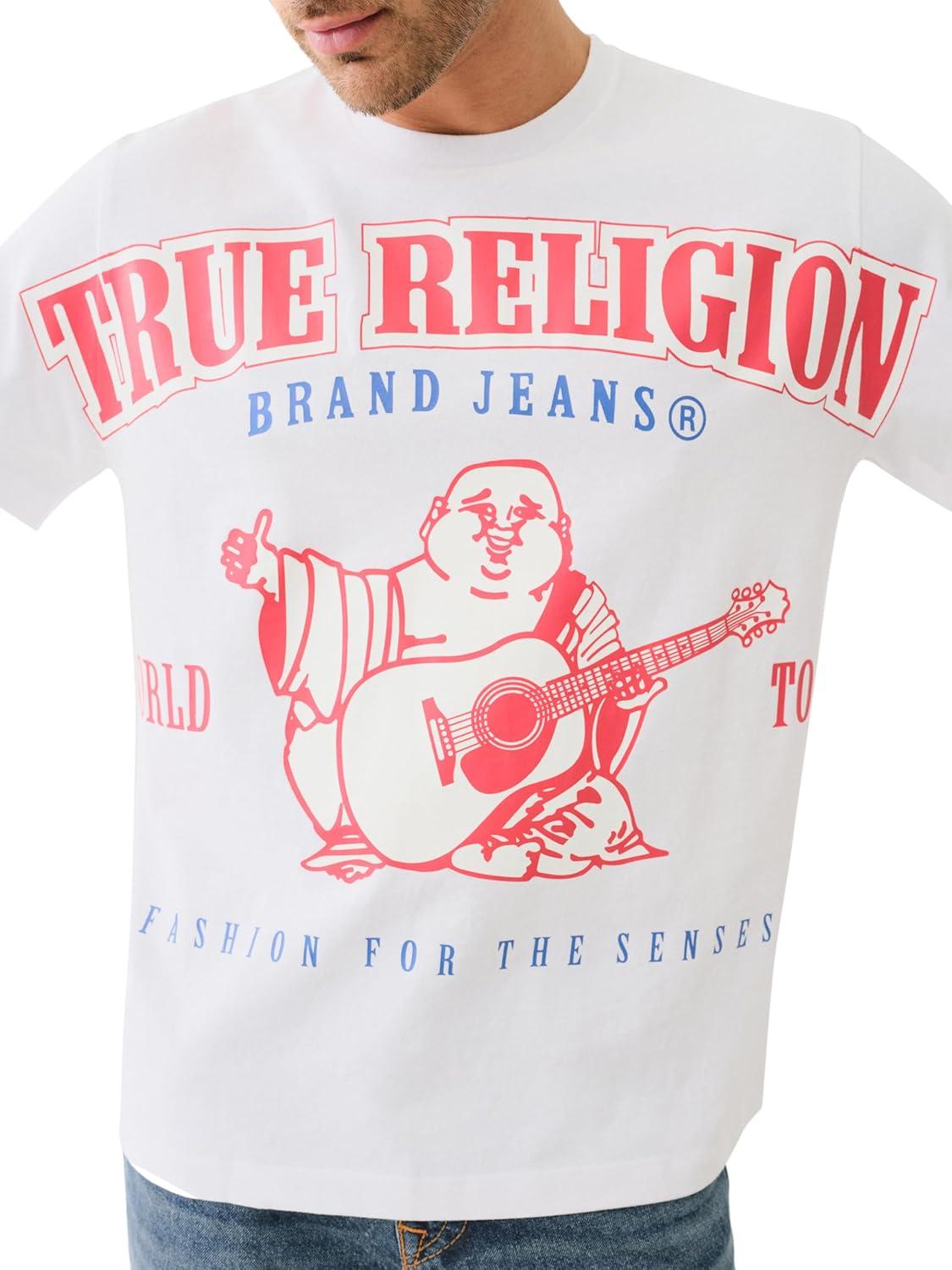 imageTrue Religion Mens Relxed Exaggerated Icon TeeOptic White