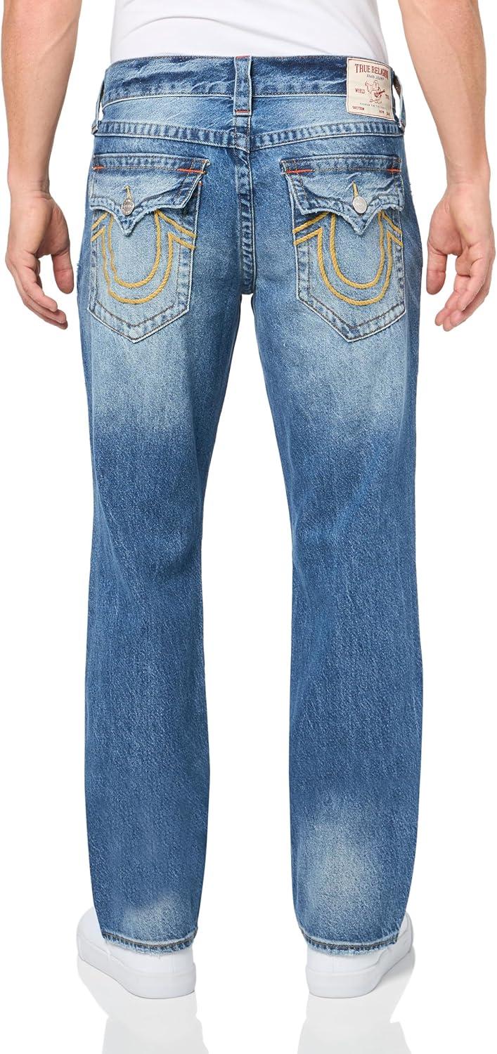 imageTrue Religion Mens Ricky Sn Flap 12 Rope Stitch LogoItonda Medium Wash Rips