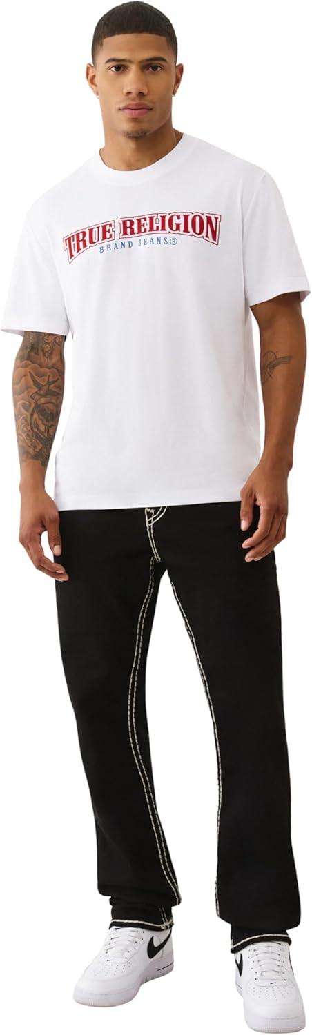 imageTrue Religion Mens Short Sleeve Flock Buddha Tee Crewneck Graphic TShirtOptic White